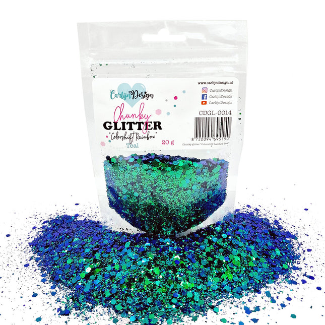 CarlijnDesign CDGL-0014 Chunky glitter Colorshift Rainbow Teal