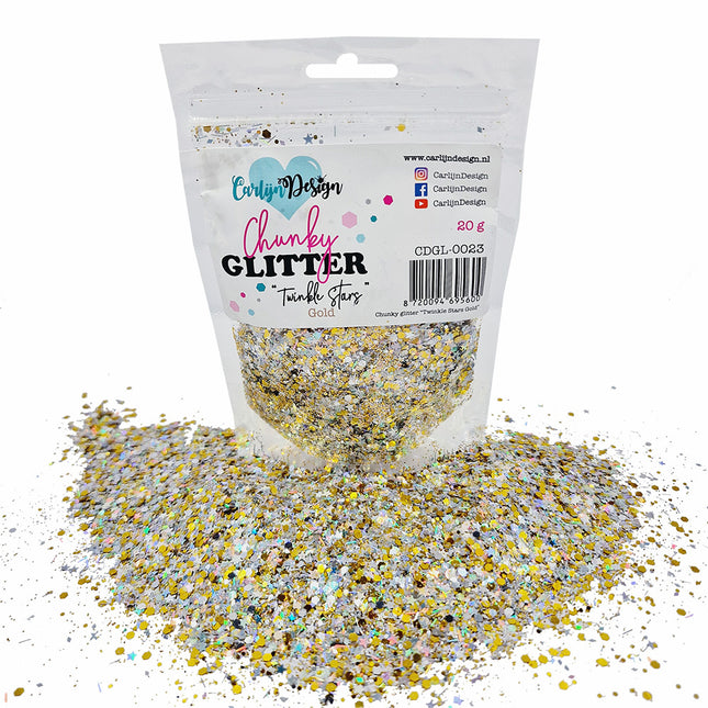 CarlijnDesign CDGL-0023 Chunky glitter Holo Twinkle stars Gold