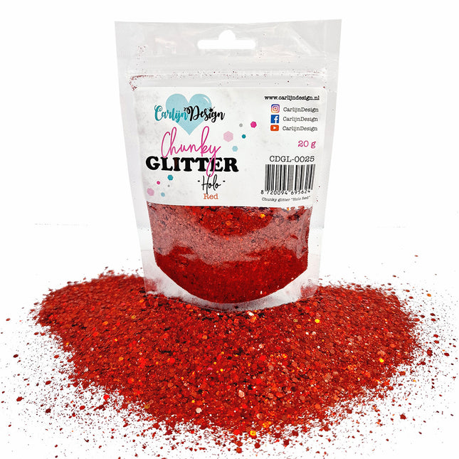 CarlijnDesign CDGL-0025 Chunky glitter Holo Red