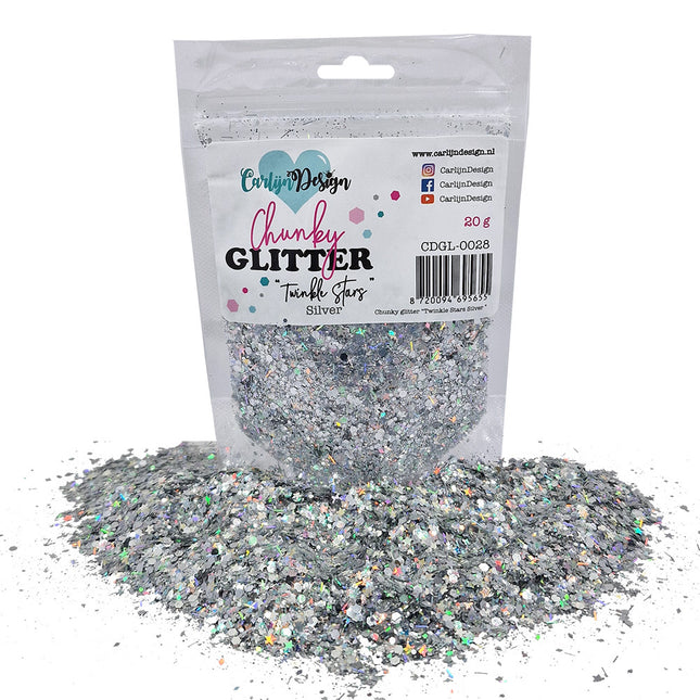 CarlijnDesign CDGL-0028 Chunky glitter Holo Twinkle stars Silver
