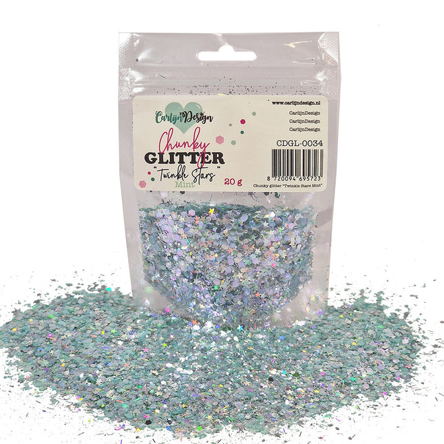 CarlijnDesign CDGL-0034 Chunky glitter Twinkle Stars Mint