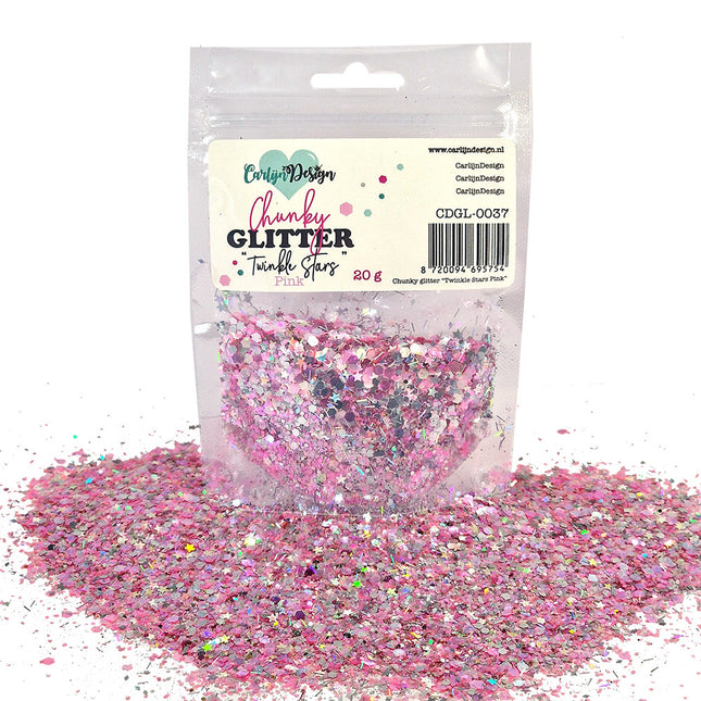 CarlijnDesign CDGL-0037 Chunky glitter Twinkle Stars Pink
