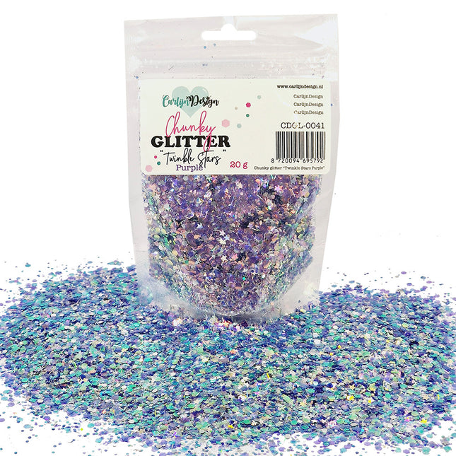 CarlijnDesign CDGL-0041 Chunky glitter Twinkle Stars Purple