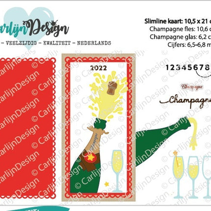 CarlijnDesign DL Slimline kaart 6 Champagne snijmallen CDSN-0111