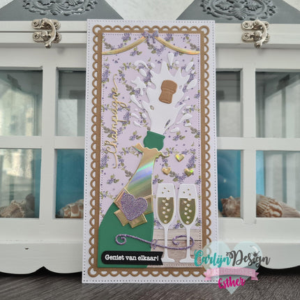 CarlijnDesign DL Slimline kaart 6 Champagne snijmallen CDSN-0111