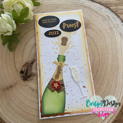 CarlijnDesign DL Slimline kaart 6 Champagne snijmallen CDSN-0111