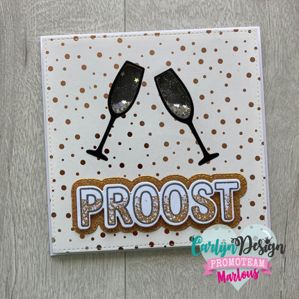 CarlijnDesign DL Slimline kaart 6 Champagne snijmallen CDSN-0111
