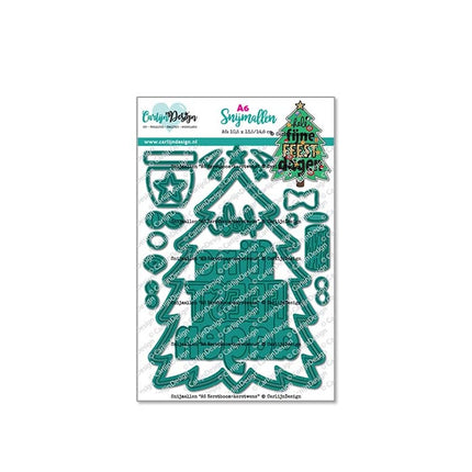 CarlijnDesign Snijmallen A6 Kerstboom + kerstwens CDSN-0277