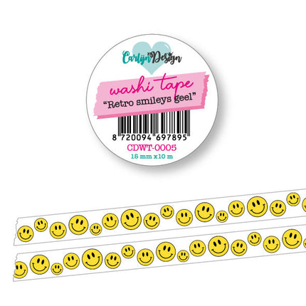 CarlijnDesign Washi tape Retro smileys geel CDWT-0005