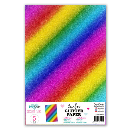 CarlijnDesign Zelfklevend glitterpapier A4 Regenboog CDSP-0002