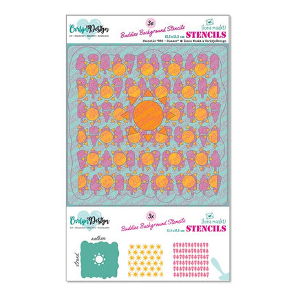 Ilona Maakt Buddies Background Summer Stencils CDSC-0042