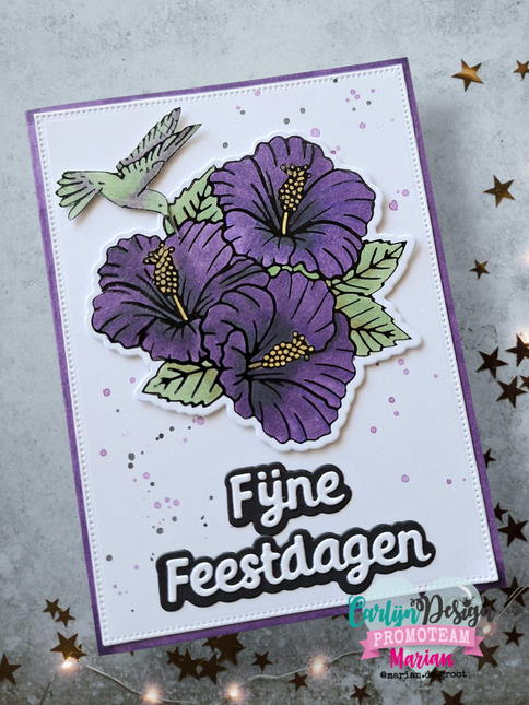 CarlijnDesign Bloemen Hibiscus kolibri hot foil + snijmal CDHF-0081