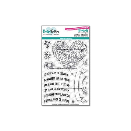 CarlijnDesign Bloemenhart banner stempels CDST-0100