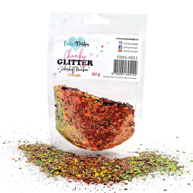 CarlijnDesign CDGL-0011 Chunky glitter Colorshift Rainbow Orange