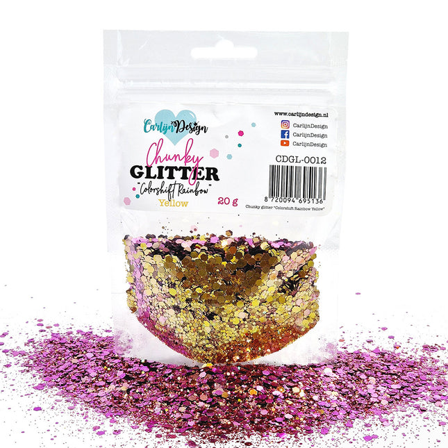 CarlijnDesign CDGL-0012 Chunky glitter Colorshift Rainbow Yellow