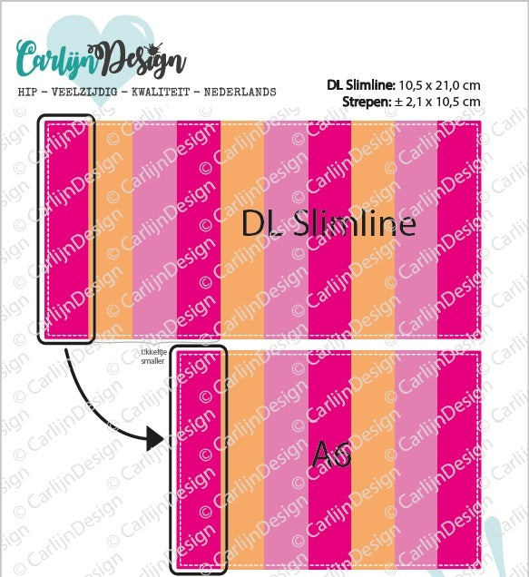 CarlijnDesign DL Slimline & A6 strepen snijmallen CDSN-0121