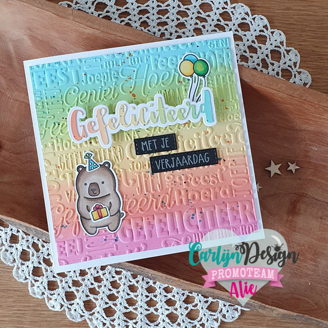 CarlijnDesign Gefeliciteerd 3D-embossingfolder CDEF-0001