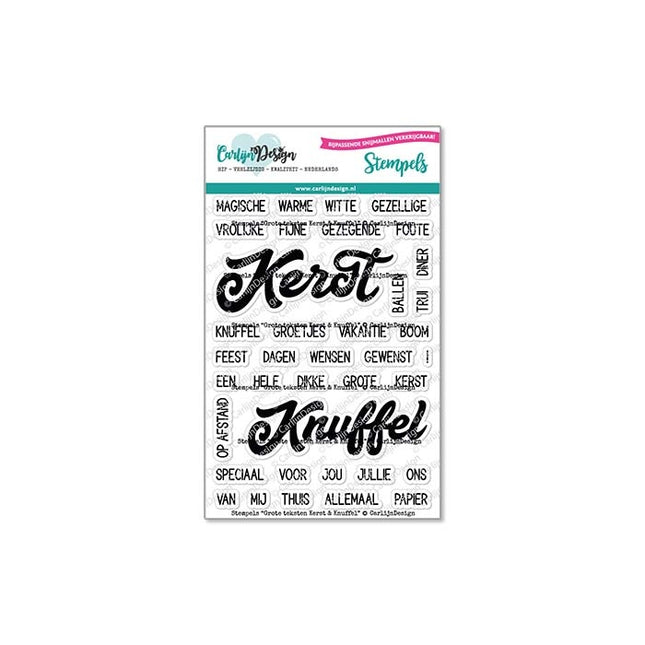 CarlijnDesign Grote teksten Kerst & Knuffel stempels CDST-0091