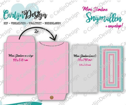 CarlijnDesign Mini Slimline kaart + envelop snijmallen CDSN-0110