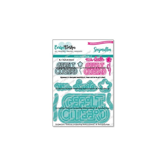 CarlijnDesign Outline verjaardag Gefeliciteerd snijmallen CDSN-0199