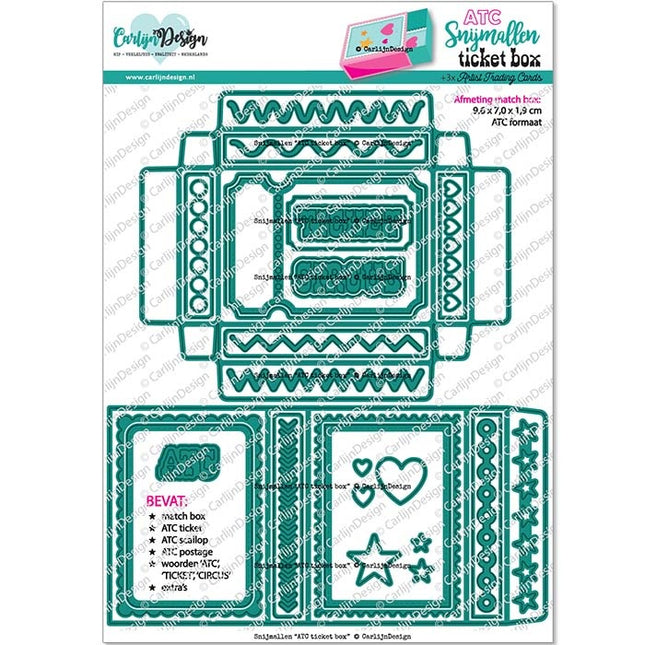 CarlijnDesign Snijmallen ATC ticket box CDSN-0283