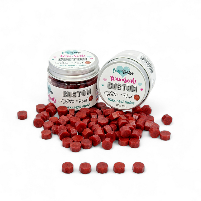 CarlijnDesign Waxzegel melts Custom Glitter Red CDWX-0086