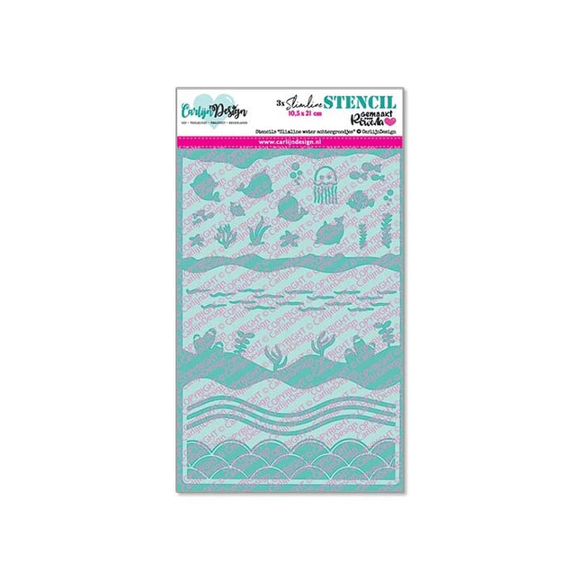 Gemaakt door Rowena Water achtergrondjes slimline stencils CDSC-0033