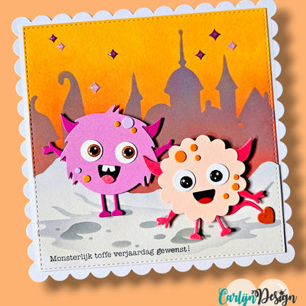 Ilona Maakt Buddies Background Monster Koffie Stencils CDSC-0045